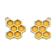 Epoxy Resin Pendants, with Eco-Friendly Alloy Findings, Cadmium Free & Lead Free & Nickel Free, Honeycomb, Goldenrod, 21x17.5x1.5mm, Hole: 1.6mm(X-RESI-Q213-001-NR)
