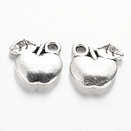 Tibetan Style Alloy Fruit Charms, Apple, Cadmium Free & Lead Free , Antique Silver, 10x10.5x2mm, Hole: 2mm(X-TIBEP-3924-AS-RS)