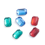Glass Rhinestone Cabochons, Flat Back & Back Plated, Faceted, Rectangle Octagon, Mixed Color, 6x4x2mm(RGLA-L025-C03-M02)