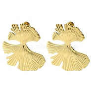 Ion Plating(IP) 304 Stainless Steel Dangle Stud Earrings, Gingko Leaf, Real 14K Gold Plated, 48x45.5mm(EJEW-Z038-05G)