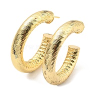 Rack Plating Brass Round Stud Earrings, Half Hoop Earrings, Cadmium Free & Lead Free, Real 18K Gold Plated, 40x8mm(KK-C026-19B-G)