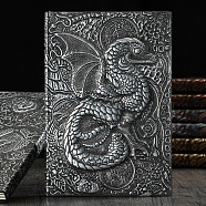 3D Embossed PU Leather Notebook, A5 Dragon Pattern Journal, for School Office Supplies, Antique Silver, 215x145mm(OFST-PW0009-004D)