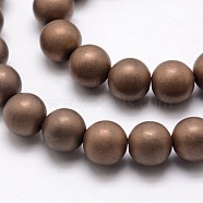 Electroplate Non-magnetic Synthetic Hematite Beads Strands, Matte Style, Round, Copper Plated, 8mm, Hole: 1.5mm, about 50pcs/strand, 15.7 inch(G-R363-8mm-05)