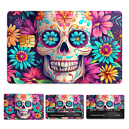 Plastic Waterproof Card Stickers, Self-adhesion Card Skin for Bank Card Decor, Rectangle, Skull, 140x190mm(STIC-WH0032-118)