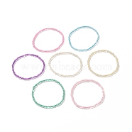 7Pcs 7 Color Candy Color Glass Seed Beaded Stretch Anklets Set for Women, Mixed Color, Inner Diameter: 2-1/2 inch(6.4cm), 1Pc/color(AJEW-AN00530)