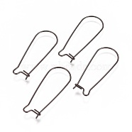304 Stainless Steel Hoop Earrings Findings Kidney Ear Wires, Electrophoresis Black, 33x13x0.7mm, 21 Gauge(STAS-L216-22A-B)