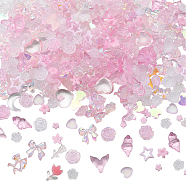 6 Bags Resin Cabochons, Nail Art Decoration Accessories, Mixed Shape, Pink, 3~15x3~11x1~4mm(MRMJ-SC0001-23)