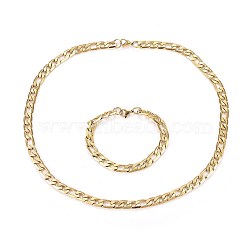 304 Stainless Steel Jewelry Sets, Figaro Chains Necklaces & Bracelets, Golden, Necklace: 23.6 inch(60cm), Bracelets: 8-5/8 inch(22cm)(SJEW-L138-04A-G)