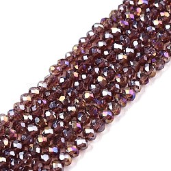 Electroplate Glass Beads Strands, AB Color Plated, Faceted, Rondelle, Old Rose, 2.3~2.7x2mm, Hole: 0.4mm, about 150~155pcs/strand, 12.60~12.99 inch(32~33cm)(EGLA-A044-T1mm-B13)