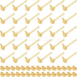 CHGCRAFT 60Pcs 2 Styles Brass Stud Earring Findings, with Brass Ear Nuts, Real 18K Gold Plated, 30pcs/style(KK-CA0001-35G)