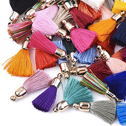 Polyester Tassel Pendant Decorations, with CCB Plastic Findings, Light Gold, Mixed Color, 25~30x6mm, Hole: 1.5mm(FIND-S286-M)