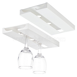 2Pcs Under Cabinet Mount Acrylic Stemware Organizer Holder, Wine Glass Drying Storage Hanging Rack Holds up to 6 Wine Glasses, White, 26x11x2.05cm(ODIS-WH0030-19)