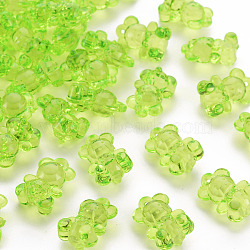 Transparent Acrylic Pendants, Faceted, Bear, Yellow Green, 19.5x13.5x10.5mm, Hole: 1.5mm, about 400pcs/500g(TACR-S151-01B-729)