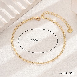 Chic Brass Cable Chain Anklets for Women, Perfect for Vacation and Parties, Golden, 8-7/8 inch(22.5cm)(WR7462)