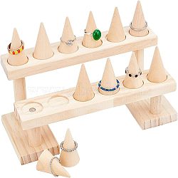 Assembled Wood Ring Displays, with Screws, Bisque, 19.5x4x1.15cm, 28pcs/set(RDIS-WH0011-05)