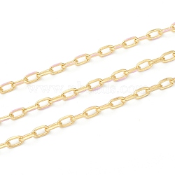Handmade Golden Brass Enamel Link Chains, Cable Chains, with Spool, Soldered, Long-Lasting Plated, Oval, Plum, 7x4x1mm, 32.8 Feet(10m)/roll(CHC-M021-66B-10)