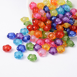 Transparent Acrylic Beads, Bead in Bead, Faceted, Flower, Mixed Color, 12x13x8mm, Hole: 2mm, about 1000pcs/500g(TACR-S104-M)