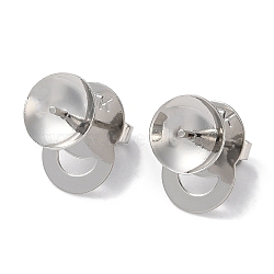 Rack Plating Brass Stud Earring Settings, Long-Lasting Plated, Lead Free & Cadmium Free, Platinum, Tray: 8mm, 11.8x8mm, Hole: 1.8mm, Pin: 11x0.9mm(KK-F090-15P-02)