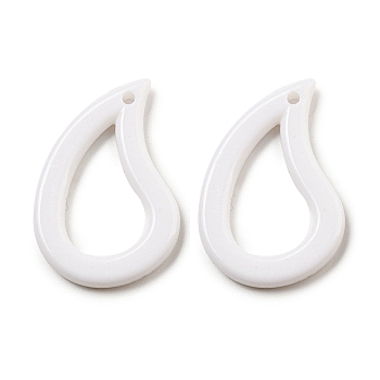 Opaque Acrylic Pendants, Magatama Charms, White, 30x20x3mm, Hole: 1.5mm, about 585pcs/500g