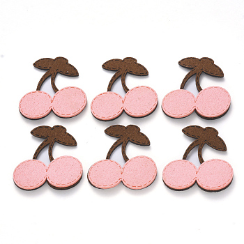 Faux Suede Patches, Costume Ornament Accessories, for Magic Tape Hair Clip Making, Cherry, Pink, 36x36x3mm