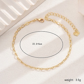 Chic Brass Cable Chain Anklets for Women, Perfect for Vacation and Parties, Golden, 8-7/8 inch(22.5cm)