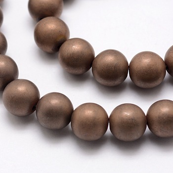 Electroplate Non-magnetic Synthetic Hematite Beads Strands, Matte Style, Round, Copper Plated, 8mm, Hole: 1.5mm, about 50pcs/strand, 15.7 inch