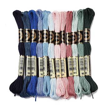 12 Skeins 12 Colors 6-Ply Polyester Embroidery Floss, Cross Stitch Threads, Ocean Color Series, Mixed Color, 0.5mm, about 8.75 Yards(8m)/Skein, 12 skeins/set