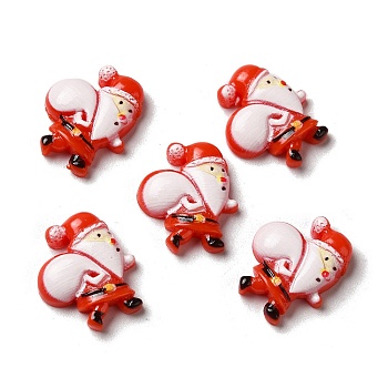 Christmas Opaque Resin Cabochons, Santa Claus, Red, 20.5x18x5mm