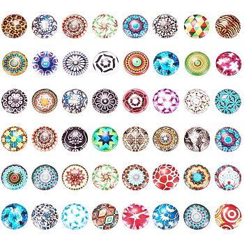 Printed Glass Half Round/Dome Cabochons, Mixed Color, 16x5mm, about 200pcs/box