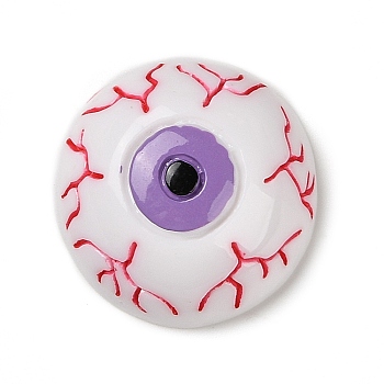 Bloodshot Eye Halloween Opaque Resin Decoden Cabochons, Halloween Jewelry Craft, Purple, 24x11.5mm
