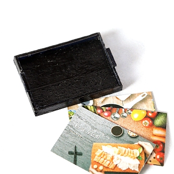 Mini Resin Rectangle Tray Model, Micro Landscape Dollhouse Accessories, Pretending Prop Decorations, Black, 42x30x5mm