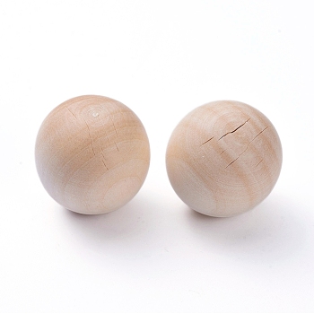 (Defective Closeout Sale), Natural Wooden Round Ball, DIY Decorative Wood Crafting Balls, Unfinished Wood Sphere, No Hole/Undrilled, Undyed, Antique White, 24mm