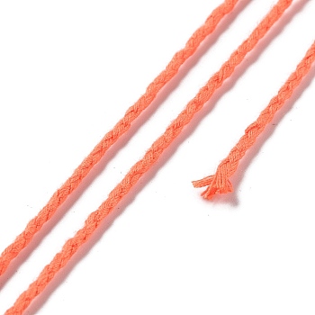 20M Polyester Braided Cord for Jewelry Making, Round, Coral, 2mm, about 21.87 Yards(20m)/Roll