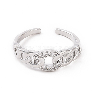 Clear Cubic Zirconia Curb Chains Shape Open Cuff Ring(RJEW-E072-17P)-2