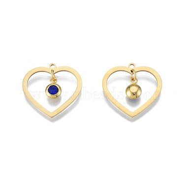 Real 18K Gold Plated Heart Stainless Steel+Rhinestone Pendants