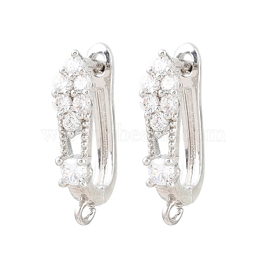 Brass Micro Pave Cubic Zirconia Hoop Earring Findings(CU-CBAB5B4-01P)-1