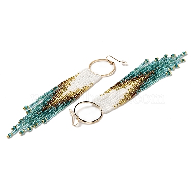 Bohemia Woven Glass Seed Bead Dangle Earrings(EJEW-A046-03A)-2