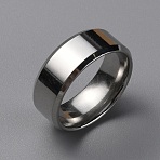 304 Stainless Steel Wide Band Finger Rings for Women Men, Plain Band Rings, Stainless Steel Color, 8mm, Inner Diameter: US Size 8 1/4(18.2mm)(RJEW-WH0009-12D)