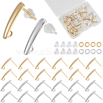 40Pcs 2 Colors Teardrop Brass Stud Earring Findings, with Vertical Loops & 40Pcs Open Jump Rings & 50Pcs Plastic Ear Nuts, Golden & Silver, 15x3x1mm, Hole: 1.6mm, 20Pcs/color(DIY-CN0002-72)