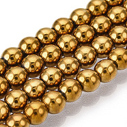 1Strand Grade A Non-Magnetic Synthetic Hematite Beads Strands, Round, Goldenrod, 4mm, Hole: 1mm(X-G-S096-4mm-2)