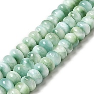 Natural Glass Beads Strands, Grade AB+, Rondelle, Aqua Blue, 10x6~7mm, Hole: 0.9mm, about 64~66pcs/strand, 15.5~15.7''(39.37~39.88cm)(G-I247-36B)