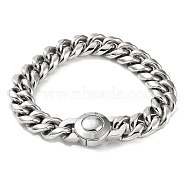 304 Stainless Steel Cuban Link Chains Bracelets for Men & Women, Stainless Steel Color, 9-1/8 inch(23.1cm)(BJEW-D031-16P)
