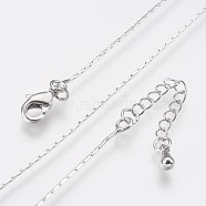 Long-Lasting Plated Brass Coreana Chain Necklaces, with Lobster Claw Clasp, Nickel Free, Real Platinum Plated, 18.1 inch (46cm), 0.7mm(NJEW-K112-08P-NF)