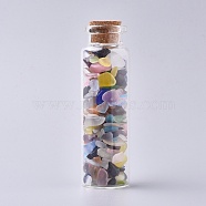 Glass Wishing Bottle, For Pendant Decoration, with Cat Eye Chip Beads Inside and Cork Stopper, 22x71mm(DJEW-L013-A06)