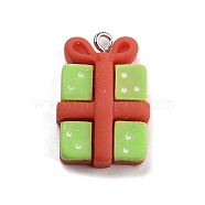 Christmas Theme Opaque Resin Pendants, with Platinum Tone Iron Loops, Gift Box, 24.5x16x6.5mm, Hole: 2mm(RESI-F054-B07)