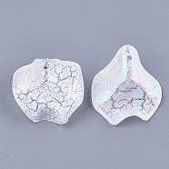 Acrylic Pendants, Crackle & AB Color, Petal, Creamy White, 26.5~27x24.5~25x12.5mm, Hole: 1.5mm(CACR-Q034-02A)