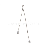 Brass Micro Pave Clear Cubic Zirconia Big Pendants, Trapezoid Tassel, Platinum, 89x4x3mm, Hole: 2mm(KK-G510-07P)