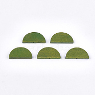 Painted Natural Wood Beads, Semicircle, Olive Drab, 15x30x4mm, Hole: 1.5mm(WOOD-T021-05B-06)