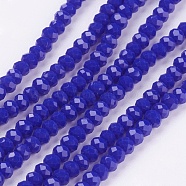 Imitation Jade Glass Beads Strands, Faceted, Rondelle, Blue, 3x2mm, Hole: 0.5mm, about 160~165pcs/strand, 15.35 inch~15.75 inch(39~40cm)(GLAA-R135-2mm-27)