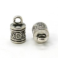 Tibetan Style Alloy Cord Ends, Column, Lead Free & Cadmium Free, Antique Silver, 16x10mm, Hole: 3.5mm, about 350pcs/1000g, Inner Diameter: 8mm(TIBE-090-AS-RS)
